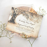 Invitación Boda de roble tallado ruso vintage<br><div class="desc">La antigua invitación a la boda rústica incluye viejos árboles de roble tallado y luces de cuerdas.</div>