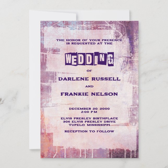 Invitación Boda de Rock y Rollo de Graffiti punk (Anverso)