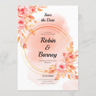 Invitación Boda de rojo suave