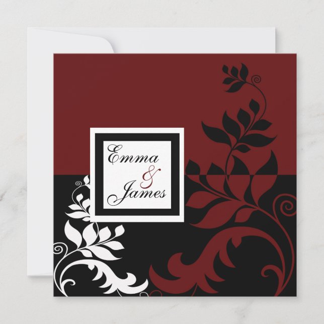 Invitación Boda de rojo y negro (Anverso)