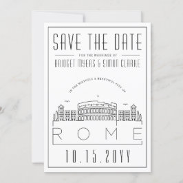 Invitación Boda de Roma | Estilizado Skyline Guardar la fecha