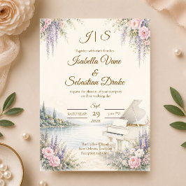 Invitación Boda de Romance al Piano junto al Lago Lujoso