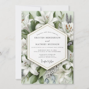 Invitación Boda de Romance Botánico de Lirio Blanco