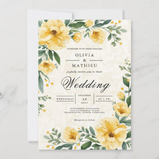 Invitación Boda de Romance Botánico Golden Floral