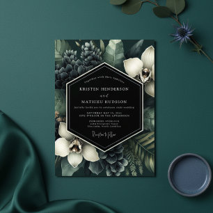 Invitación Boda de Romance Botánico Lujoso Esmeralda