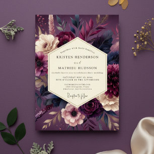 Invitación Boda de Romance Botánico Plum Lush
