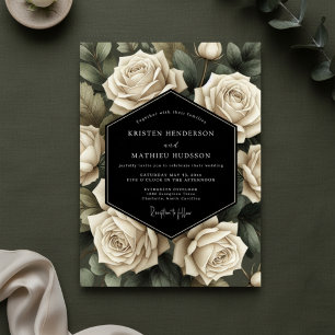 Invitación Boda de Romance Botánico Rosa Crema