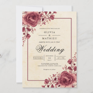 Invitación Boda de Romance con Arco Floral de Frutas Profunda