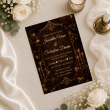 Boda de romance con luz de velas de otoño vintage