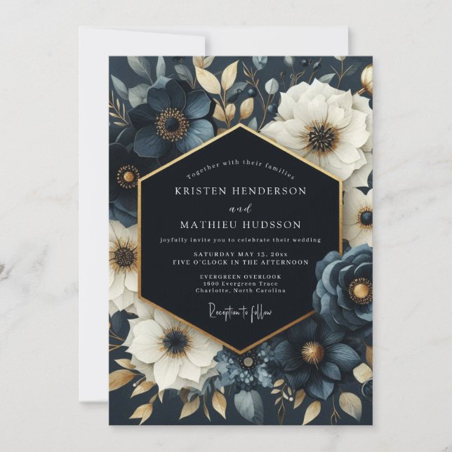 Invitación Boda de Romance de Flor de Marina (Anverso)