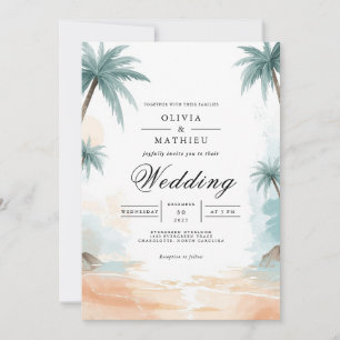 Invitación Boda de Romance de la Playa de Palm Beach Coastal