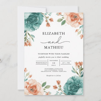 Invitación Boda de Romance de Lush Floral Accent