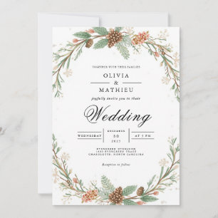 Invitación Boda de Romance del Arco Evergreen Escarcha