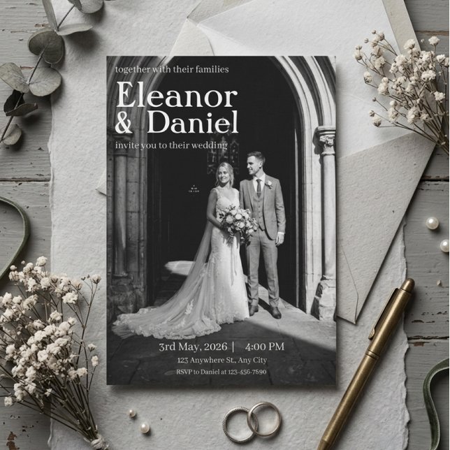 Invitación Boda de Romance en Blanco y Negro (Subido por el creador)