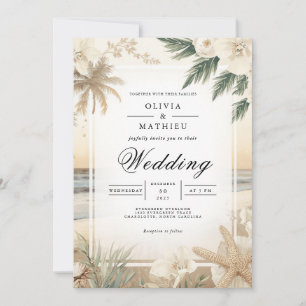 Invitación Boda de Romance en playa de Costa Floral