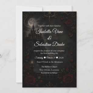 Invitación Boda de Romance Encantado Gótico bajo la Luz de la