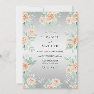 Invitación Boda de Romance Etéreo Flor de Melocotón