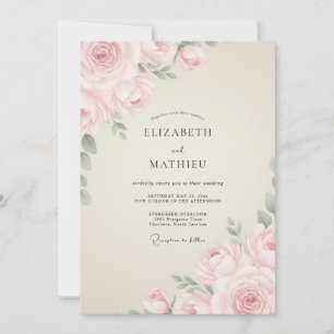 Invitación Boda de Romance Etéreo Rosa Polvoriento
