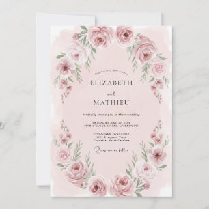Invitación Boda de Romance Etéreo Rosa Rubor