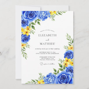 Invitación Boda de Romance Flor Azul Real