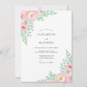 Invitación Boda de Romance Flor de Pastel Rosa