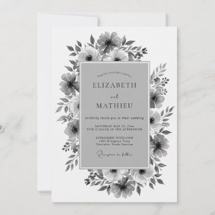 Invitación Boda de Romance Floral Carbón
