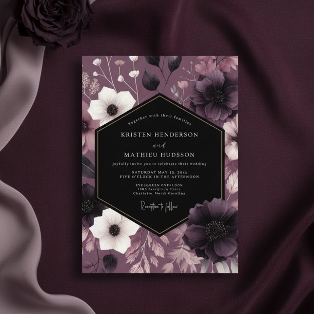 Invitación Boda de Romance Floral Ciruela Moody (Subido por el creador)