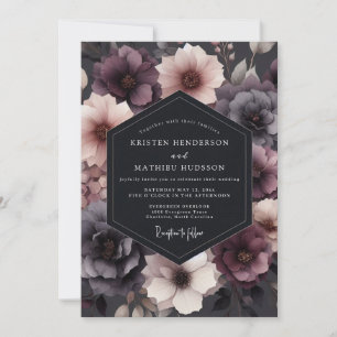 Invitación Boda de Romance Floral Ciruela Profunda