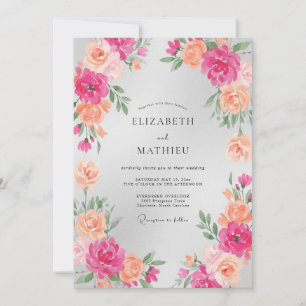 Invitación Boda de Romance Floral Coral Rosa