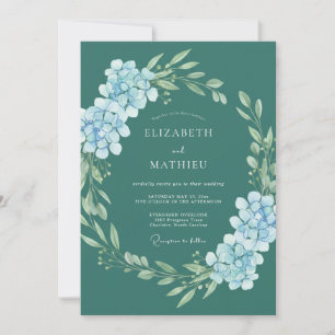 Invitación Boda de Romance Floral de Hortensias Turquesa