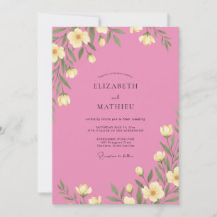 Invitación Boda de Romance Floral Delicado Amarillo