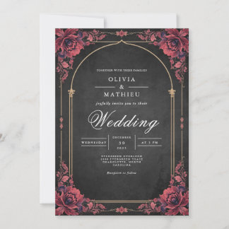 Invitación Boda de Romance Floral en Arco Crimson