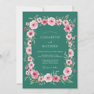 Invitación Boda de Romance Floral en Floración Turquesa
