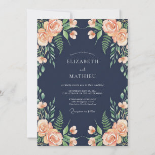 Invitación Boda de Romance Floral Etéreo de la Marina