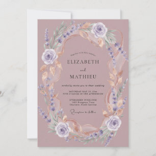 Invitación Boda de Romance Floral Etéreo Malva
