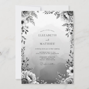 Invitación Boda de Romance Floral Gris