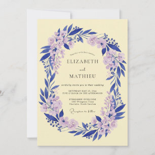 Invitación Boda de Romance Floral Lavanda Azul