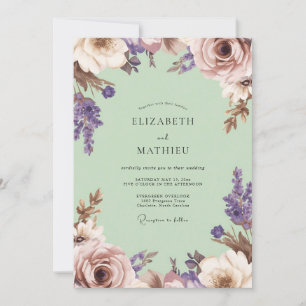 Invitación Boda de Romance Floral Lavanda Rubor