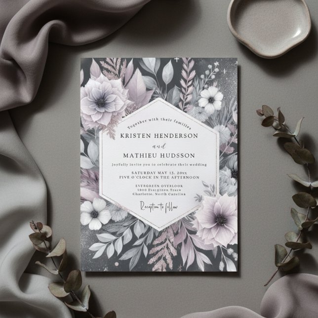 Invitación Boda de Romance Floral Malva Polvoriento (Subido por el creador)