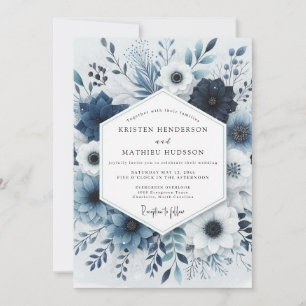 Invitación Boda de romance floral naval al atardecer