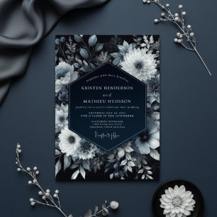 Invitación Boda de romance floral naval temperamental