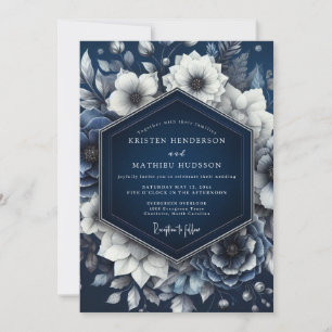 Invitación Boda de Romance Floral Opulento de la Marina