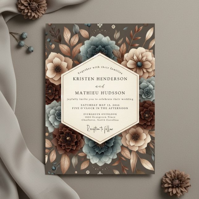 Invitación Boda de Romance Floral Otoñal Marrón (Subido por el creador)