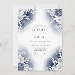 Invitación Boda de Romance Floral Pintoresco de la Marina