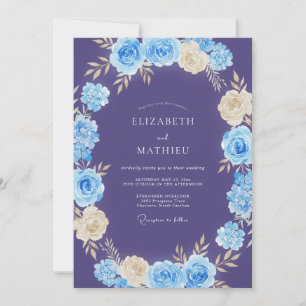 Invitación Boda de Romance Floral Púrpura Profundo