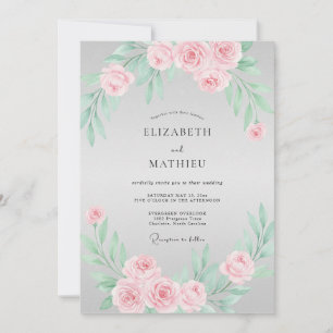 Invitación Boda de Romance Floral Rosa Rubor