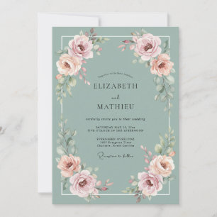 Invitación Boda de Romance Floral Rosa Sabio