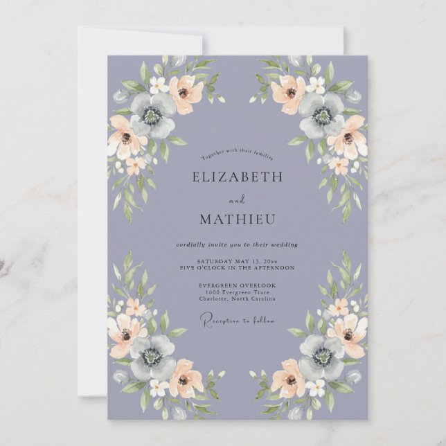 Invitación Boda de Romance Floral Sutil de Lavanda (Anverso)