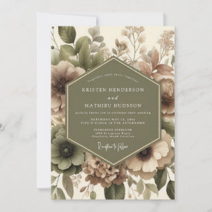 Invitación Boda de Romance Floral Verde Salvia