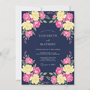 Invitación Boda de Romance Floral Vibrante de la Marina
